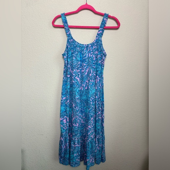 Lilly Pulitzer Collins Knee Length Midi Dress in Bermuda Blue You Grow Girl S - Picture 5 of 11
